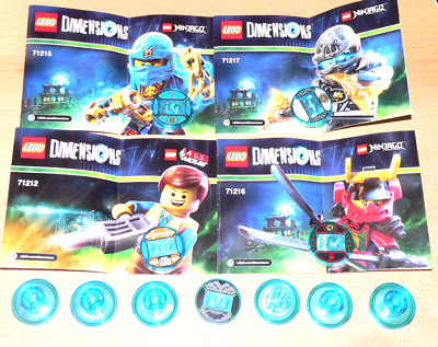Lego Dimensionen  NINJAGO ** Charakter Discs/ Toy Tags** Nya*Zane*Jay*Emmet