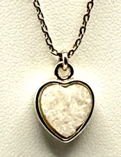Luna Norte 17" White Druzy Quartz Heart Pendant Silver Tone Necklace