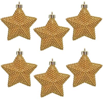 Christbaumschmuck 6 Stück 80 mm Wackelsterne - Gold