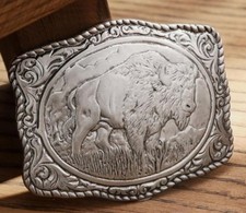 New beautiful Western Silver Bison Buffalo Belt Buckle Western