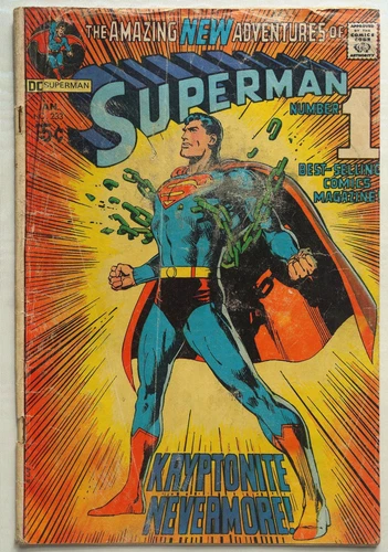 Superman 233 Bronze Age DC Comic Vintage Adventures Kryptonite Nevermore 1971