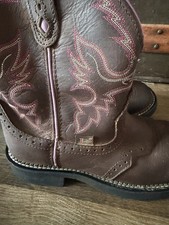 Justin Gypsy Women’s Brown Leather Pink Embroidery Western Boots Size7.5 B