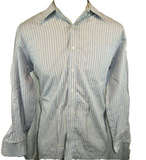 Mens Nautica Blue Stripe Cotton Oxford LS Casual Shirt sz 16x32/33