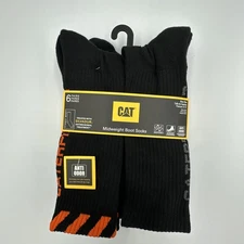 Caterpillar CAT Midweight Boot Socks - Men’s 8-12 - Black - (6) Pairs **NEW**