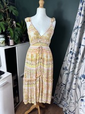 River Island Boho Paisley Maxi Dress UK 8-10 Tie Back Summer Holiday F03