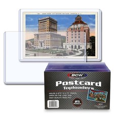 BCW Postcard Topload Holders for 5 7/8 x 3 3/4 Postcards, Clear, 25 Count
