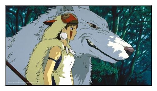 Wooden Wall Studio Ghibli Art Princess Mononoke 38x21cm