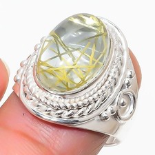 Rutellited Quartz Gemstone 925 Sterling Silver Jewelry All Size Ring For Gift