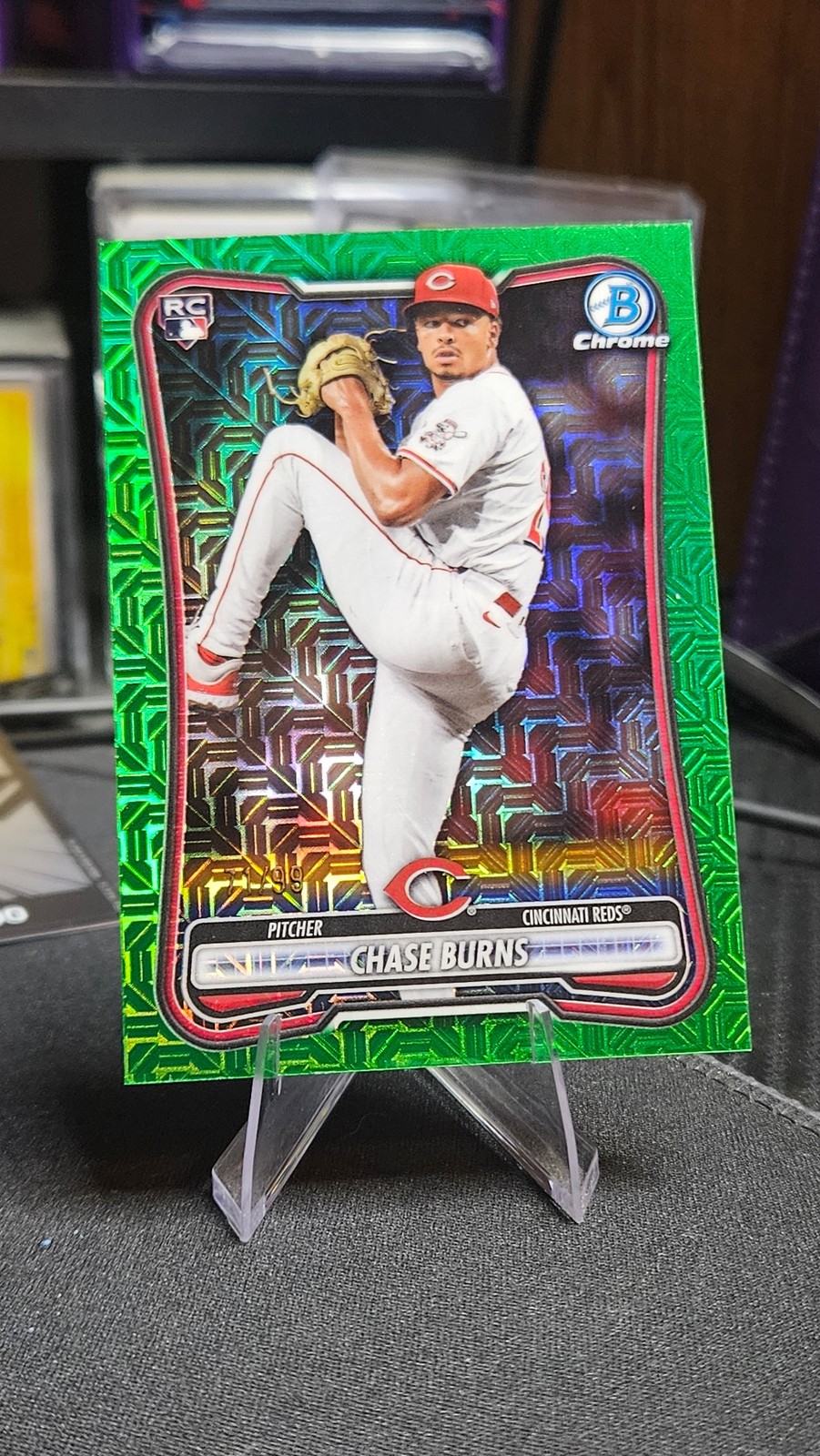 2026 Bowman #3 Chase Burns Chrome Mojo Neon Green Refractors 71/99