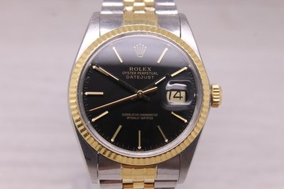 Vintage 1986 Rolex Datejust 16013 Mens Automatic 18k Steel Watch w