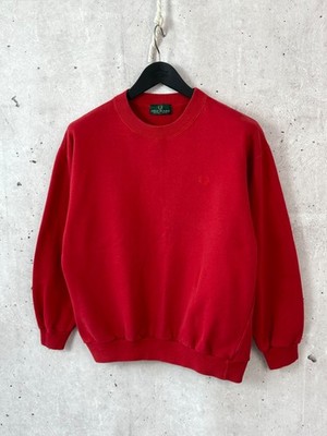 Fred Perry Vintage Red Logo Crew Neck Cotton Long Sleeve Sweatshirt Size L