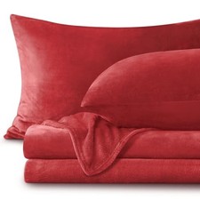 Flannel Sheets Size - Super Soft Fleece Sheets Set Fluffy Extra Queen Red
