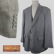 Oak Hill Blazer Jacket Mens 56L Brown Purple Windowpane Polyester Double Vented