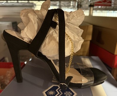 Kelly And Katie Women s Black Chain Detail Ankle Strap Sandals Size 8 M US 