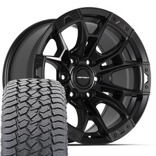 Df04 20x9 Black Defiant Wheels 27555r20 At2 Tires Set Fits Ford Expedition