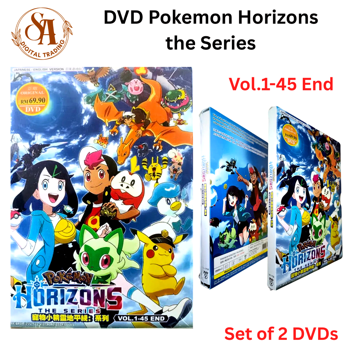 Complete Pokemon Horizons: The Series Vol. 1–45 (DVD Box, All