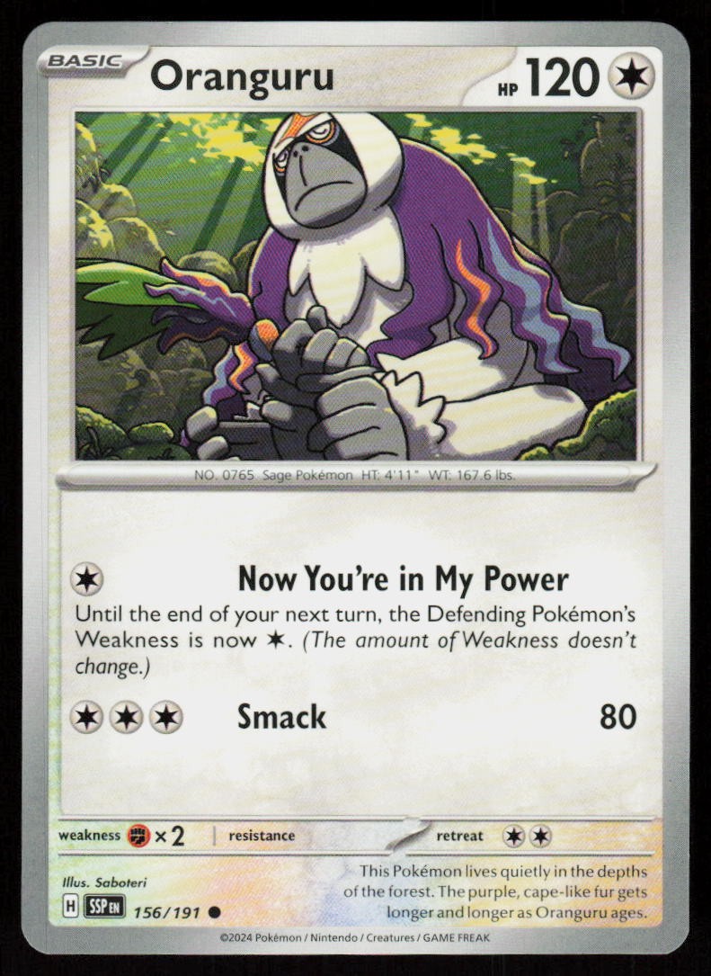 Oranguru 156/191 Common Surging Sparks Pokemon Near Mint