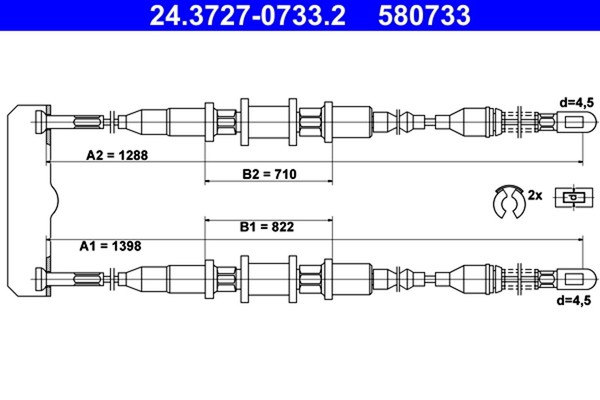 Bremsseil Seilzug Feststellbremse ATE 24.3727-0733.2 FüR Opel Vectra CC J89 F19-image