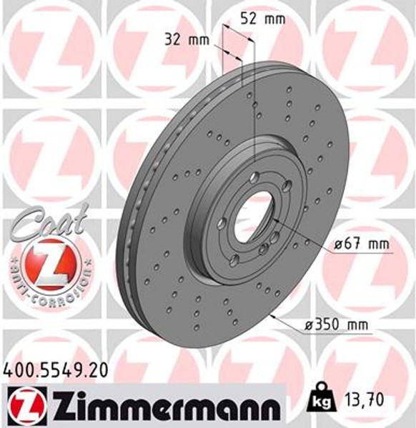 2X Bremsscheibe Coat Z Zimmermann 400.5549.20 FüR Mercedes Cla C118 Gla H247 Glb-image
