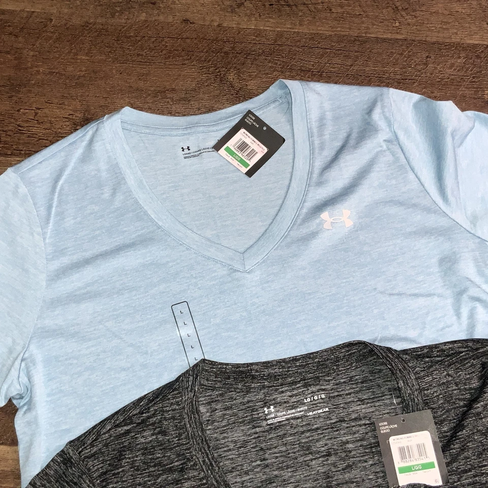 Under Armour Heatgear Camisa Atlética Cuello en V Gran Lote de 3 Azul/Gris/Borgoña Foto 4 de 4