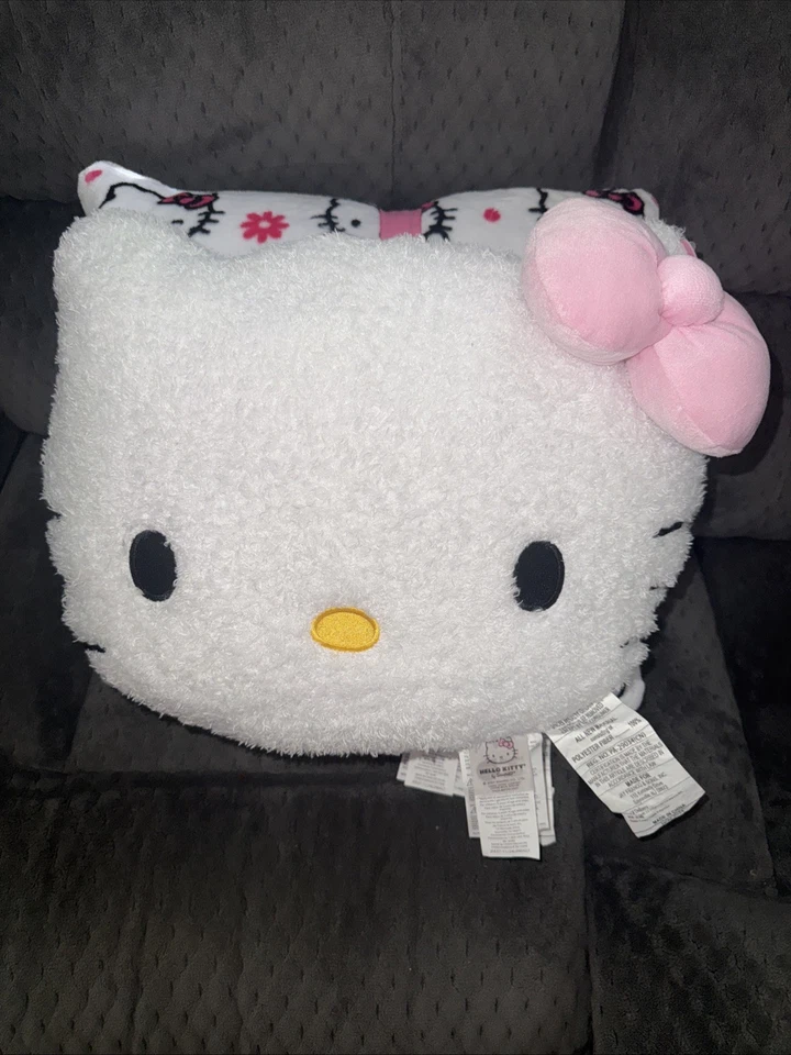 CONJUNTO DE TRAVESSEIROS HELLO KITTY - Pacote com 2 laços decorativos de pelúcia rosa Hello Kitty 1novo com etiquetas - Imagem 3 de 4
