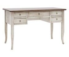 SCRIVANIA SCRITTOIO IN LEGNO SHABBY CHIC BICOLORE BIANCO ANTICATO E NOCE