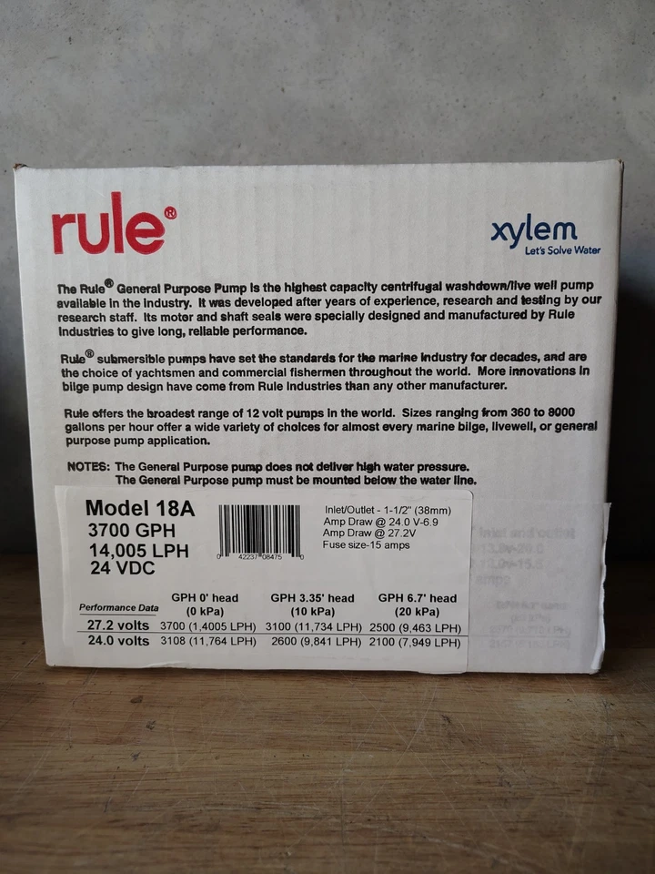 Rule 18A 3700 GPH General Purpose Livewell/Washdown Submersible Pump 24V 1 1/2" - Image 3 of 4