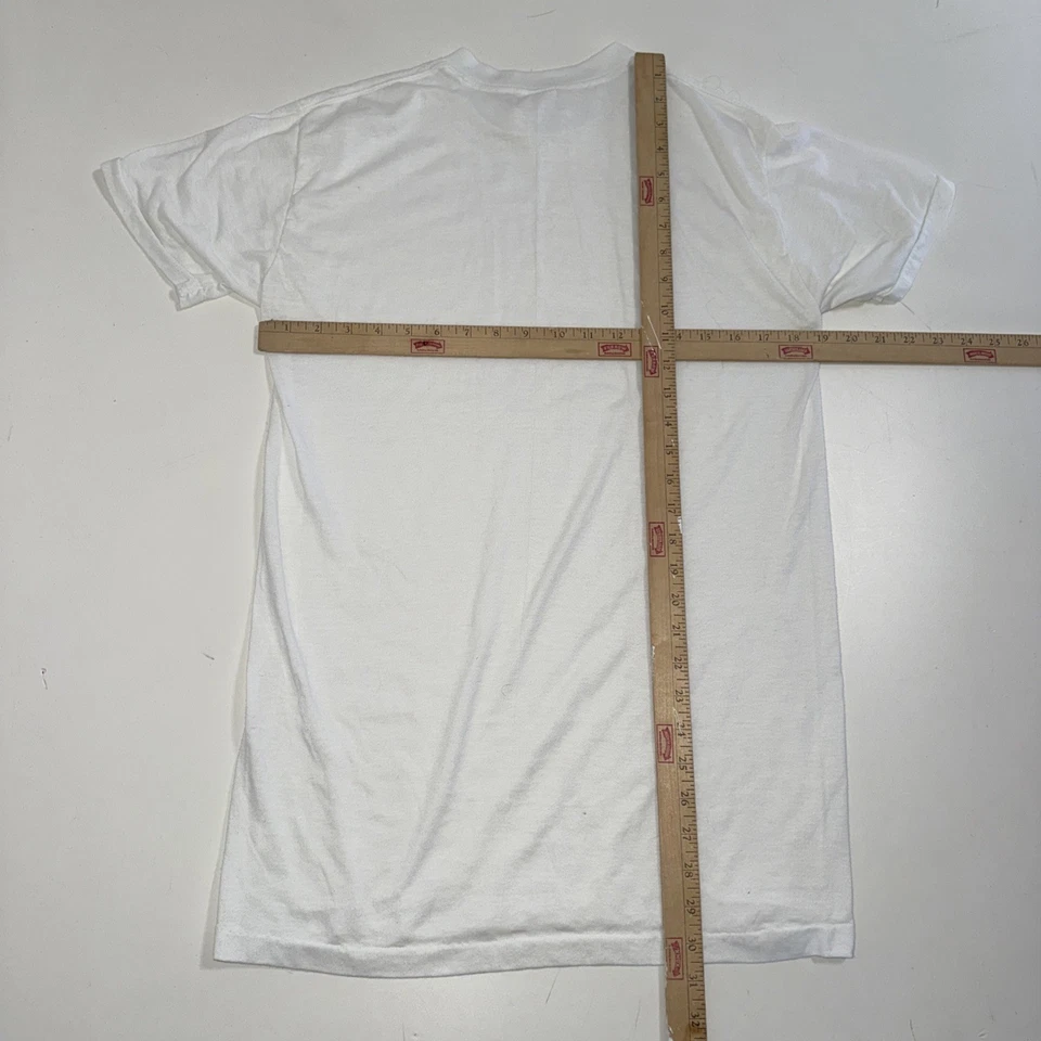 Camiseta blanca en blanco vintage Sears adulto grande EE. UU. Sanfor puntada única años 70 80 Foto 4 de 4