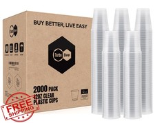 Turbo Bee 12oz Clear Plastic Cups Bulk Pack Disposable Party