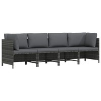Vidaxl 4-Sitzer Gartensofa Mit Kissen, Polyrattan, Grau