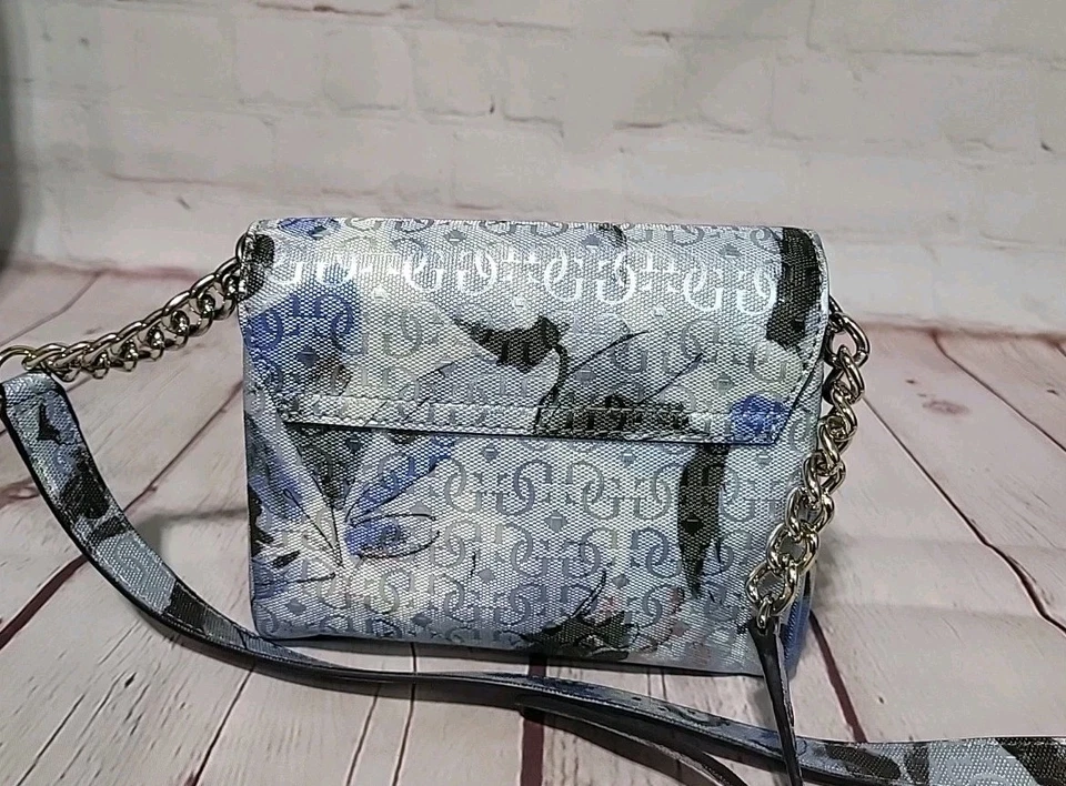 Guess 1981 Los Angeles Purse Chain Strap Floral Print Shoulder Handbag - Image 4 of 4