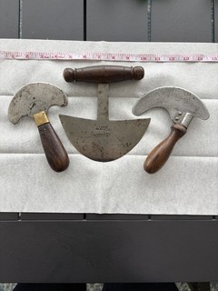 Lot Of Antique Vintage Round Half Moon Head Leather Knife Osborne I. SORBY