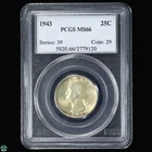 1943 Washington Silver Quarter PCGS MS66