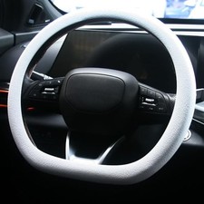 Leather Texture Soft Silicone Car Steering Wheel Cover Universal Anti White