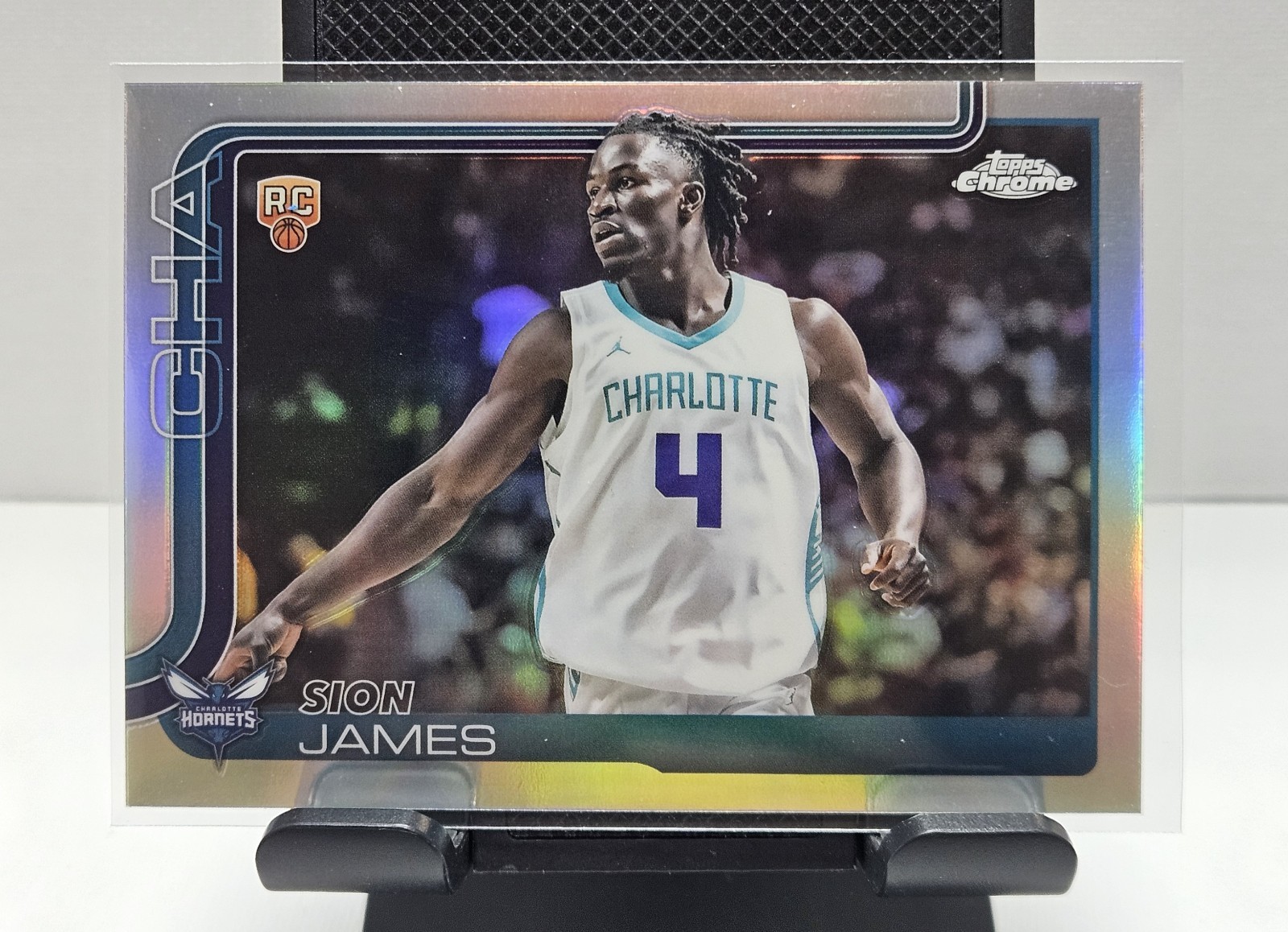 2025-2026 Topps Chrome Sion James #283 Refractor Rookie Card Charlotte Hornets