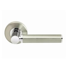 Titania Lever On Rose Door Handle Dual Tone Polished & Satin Nickel - Fire Rated