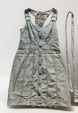 Vintage GUESS Women's Light Blue Denim Dress Sleeveless V-Neck Smocked Size M