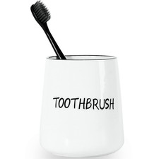Toothbrush Holder for Bathroom Vanity and Countertop, Ceramic Farmhouse Brush...