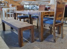 Hochw. WOLF MÖBEL Massivholz Essgruppe Sitzgruppe Tisch 4 Stühle Bank Esstisch