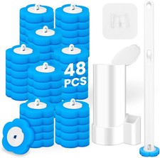 Disposable Toilet Brush and Holder Set, Toilet Wand Refills, Extended Handle wit