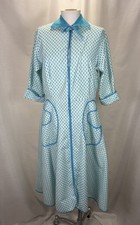 Womens Vintage 50s Flannel Front Zip Housecoat Robe Size Large 12 14