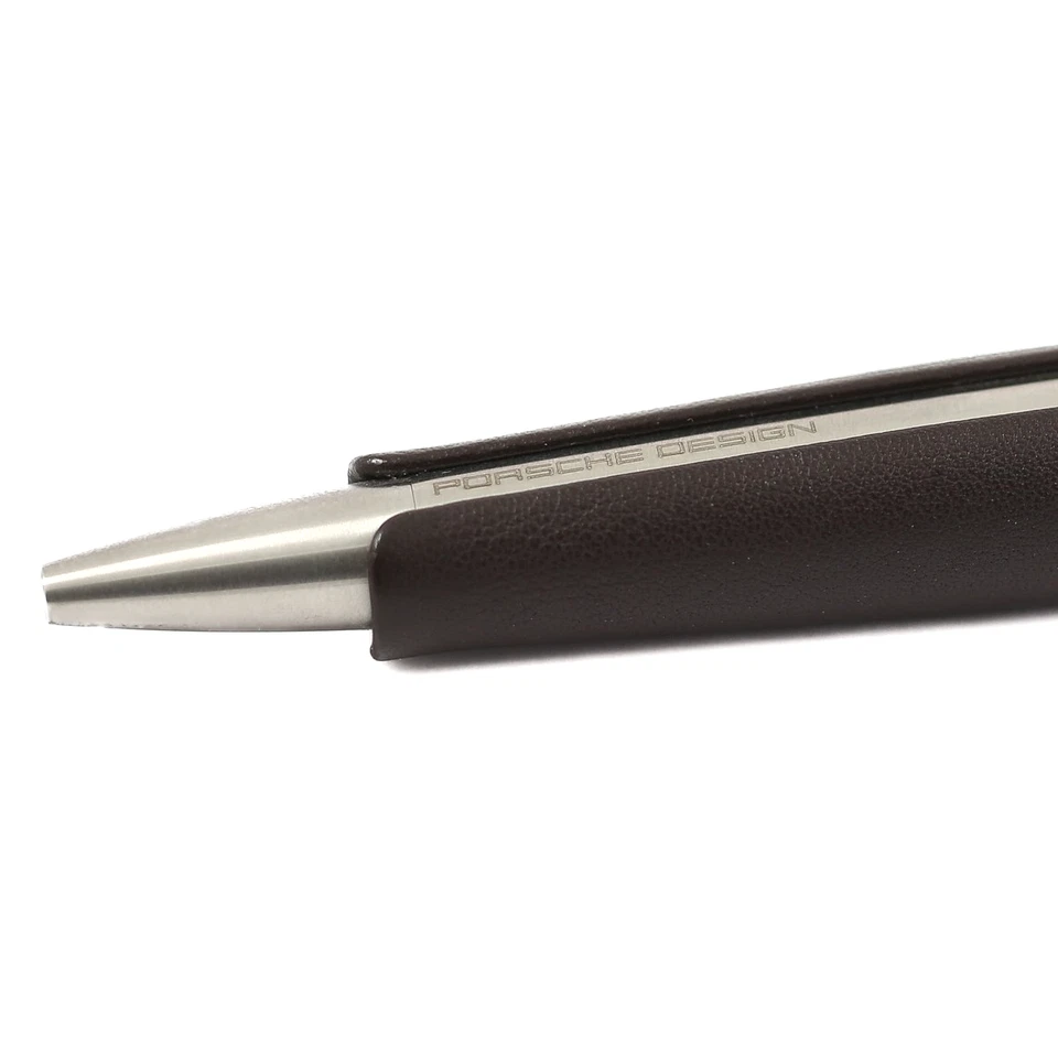 Porsche Design P'3150 Brown Calfskin Leather & Stainless Steel Ball Point Pen - Image 2 of 4