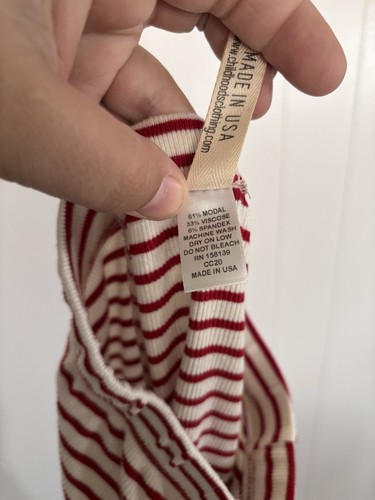 Childhoods Clothing Rib Knit Bamboo Pants Holiday Red Stripe Kids Size 5T - Picture 7 of 7