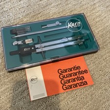 Vintage Kern Swiss Engineer's Drafting Compass Set in Case NOS Missing Pieces