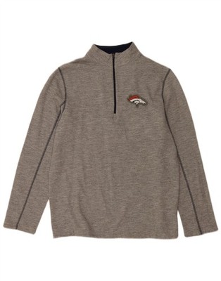 NFL Herren Denver Broncos Zip Neck Sweatshirt Pullover Large Grau Gefleckt DN27