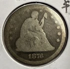 1876 Seated Liberty Quarter 25C Silver U.S. Coin - VG Detail