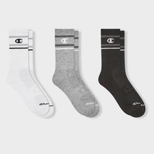 3 pack Youth CHAMPION Sport Moisture Wick Crew Socks Size Small Shoe 10.5k - 4Y