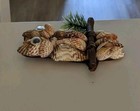 Vintage Shell Owl Sitting On A Branch Wall Decor Handmade With Googly Eyes — photo 3
