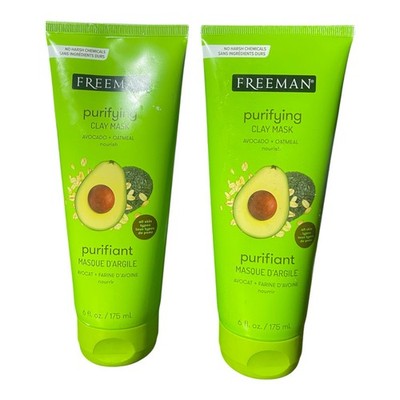 Freeman Purifying Clay Mask Avocado Oatmeal 6oz 2 Pack Face Mask