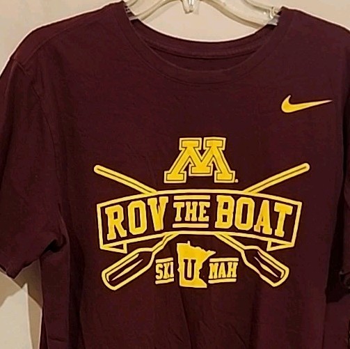 Nike Athletic Cut T Shirt Uomo 2XL Giallo Borgogna Fila Minnesota Gophers Canottaggio